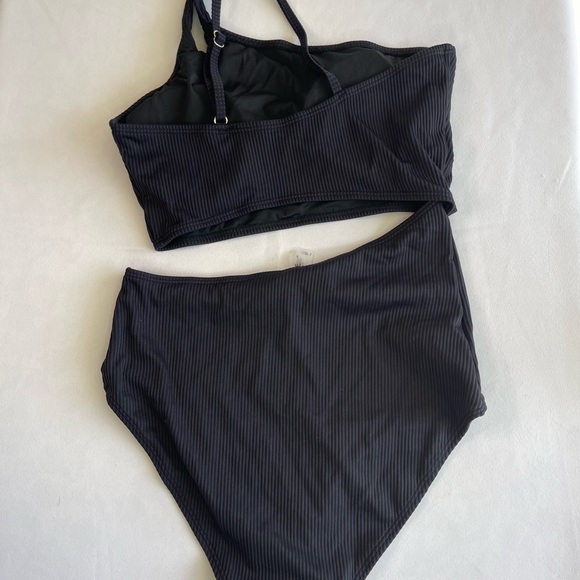 Yonique Black Ribbed Bikini Set - Picture 3 of 4